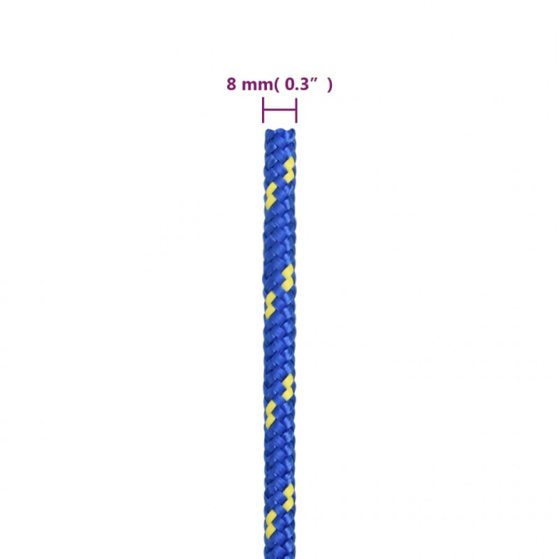 Linka żeglarska, niebieska, 8 mm, 25 m, polipropylen