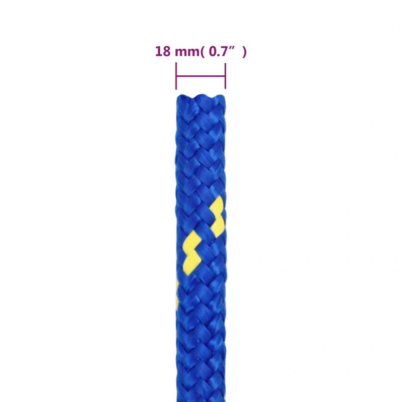 Linka żeglarska, niebieska, 18 mm, 100 m, polipropylen
