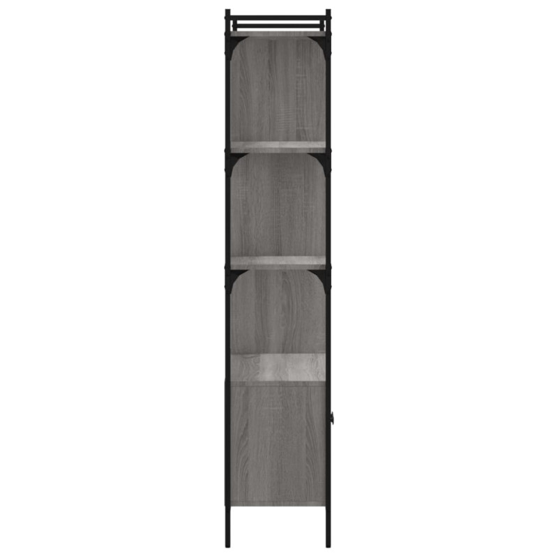 Biblioteczka z drzwiczkami, szary dąb sonoma, 76,5x30x154,5 cm