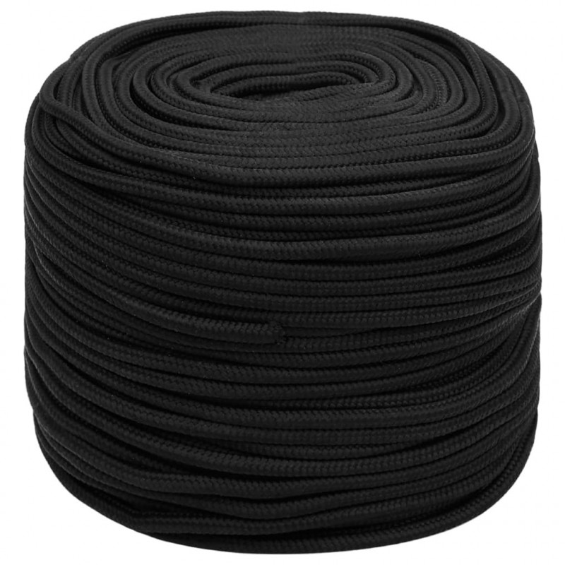 Linka żeglarska, czarna jednolita, 10 mm, 25 m, polipropylen