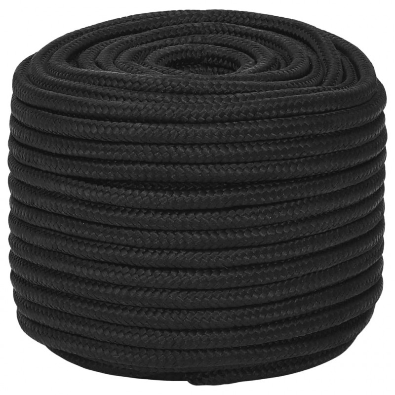 Linka żeglarska, czarna jednolita, 14 mm, 25 m, polipropylen