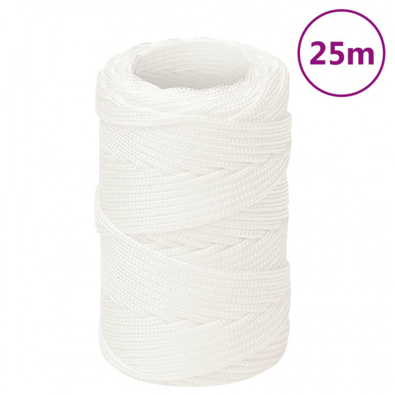 Linka żeglarska, biała jednolita, 2 mm, 25 m, polipropylen