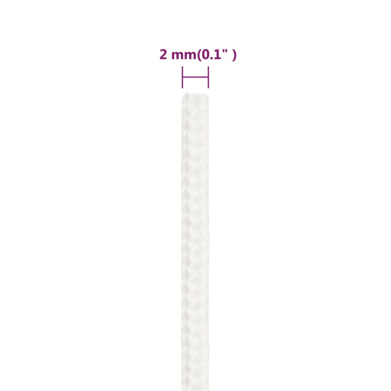 Linka żeglarska, biała jednolita, 2 mm, 25 m, polipropylen