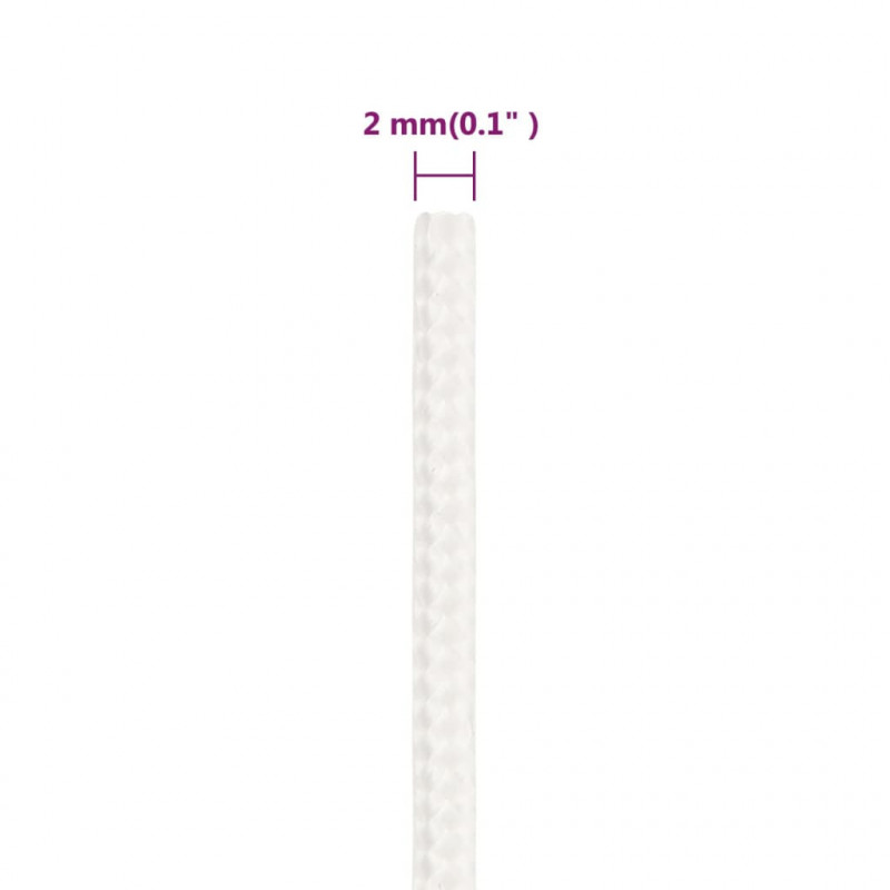 Linka żeglarska, biała jednolita, 2 mm, 250 m, polipropylen
