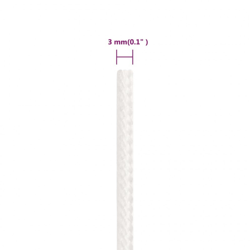 Linka żeglarska, biała jednolita, 3 mm, 25 m, polipropylen