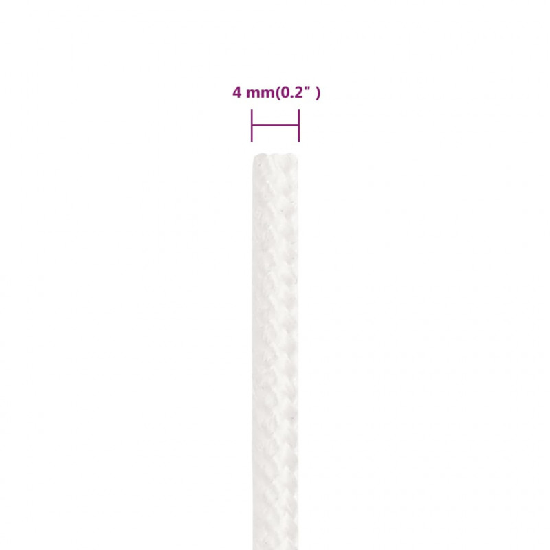 Linka żeglarska, biała jednolita, 4 mm, 25 m, polipropylen