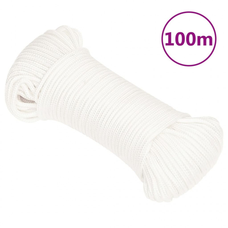 Linka żeglarska, biała jednolita, 5 mm, 100 m, polipropylen