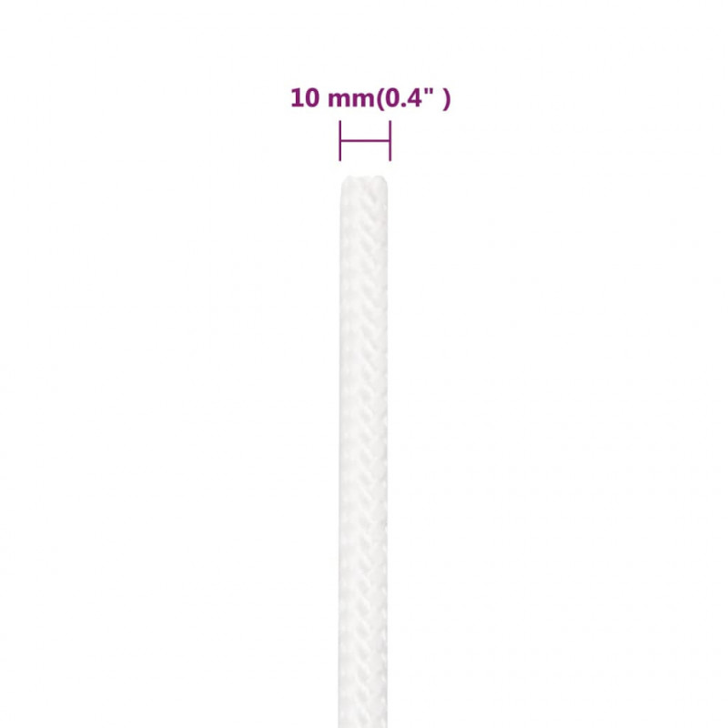 Linka żeglarska, biała jednolita, 10 mm, 25 m, polipropylen
