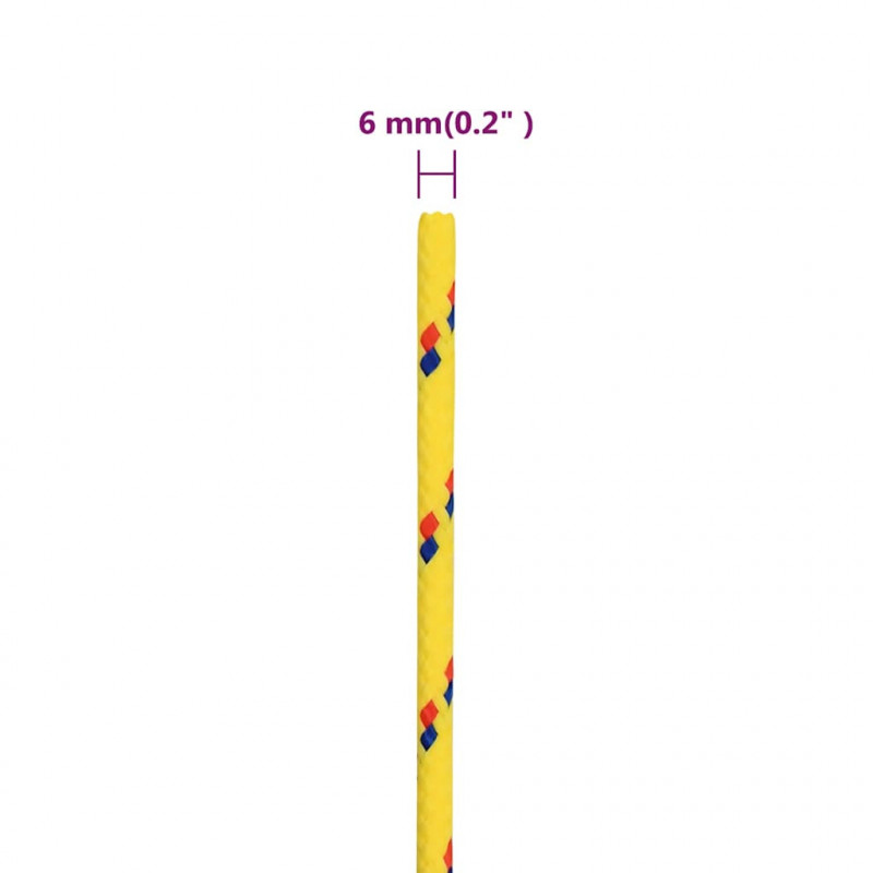 Linka żeglarska, żółta, 6 mm, 25 m, polipropylen