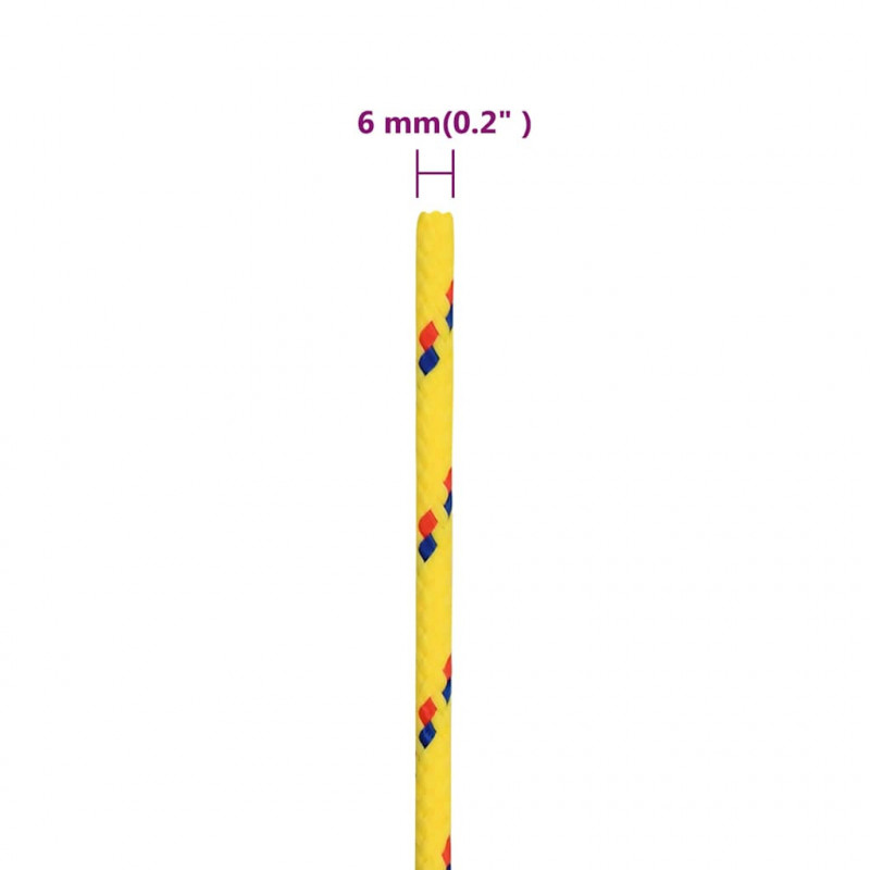 Linka żeglarska, żółta, 6 mm, 100 m, polipropylen