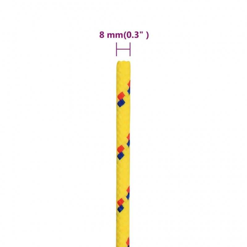 Linka żeglarska, żółta, 8 mm, 50 m, polipropylen