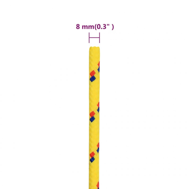 Linka żeglarska, żółta, 8 mm, 250 m, polipropylen