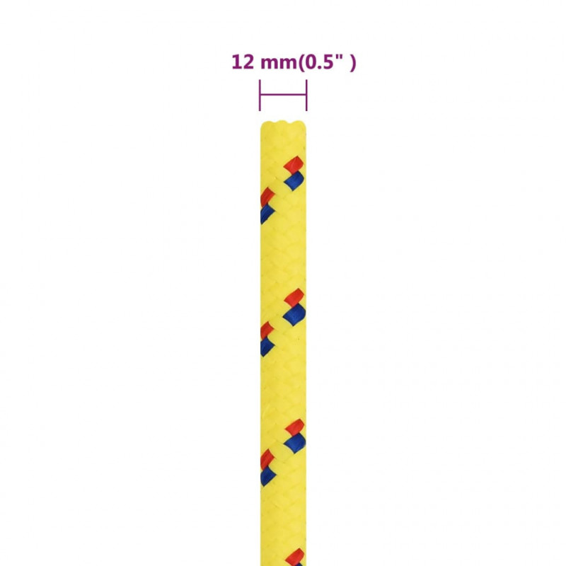 Linka żeglarska, żółta, 12 mm, 25 m, polipropylen