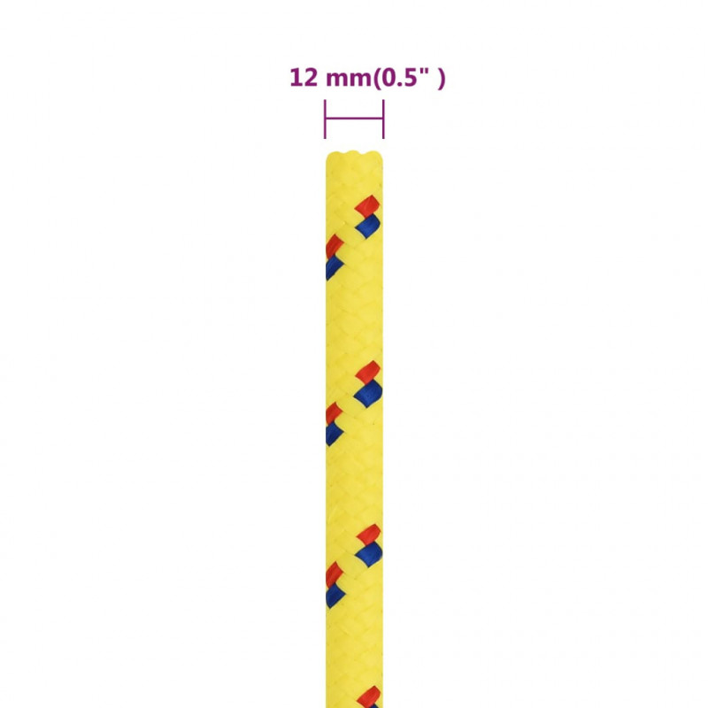 Linka żeglarska, żółta, 12 mm, 50 m, polipropylen
