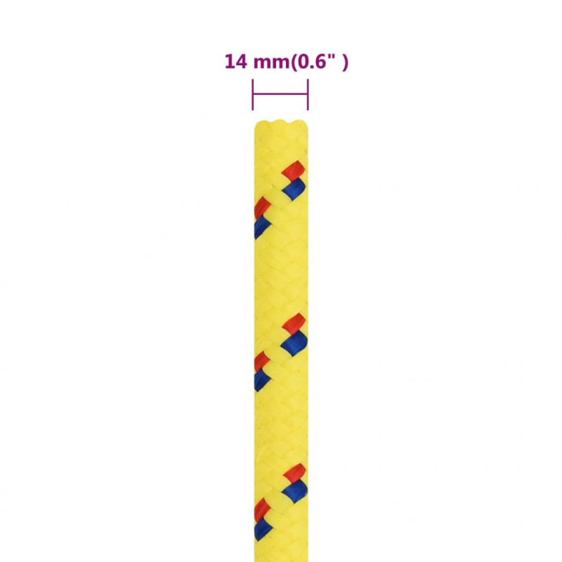 Linka żeglarska, żółta, 14 mm, 25 m, polipropylen