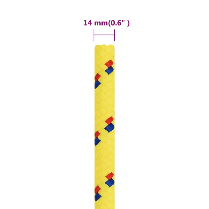 Linka żeglarska, żółta, 14 mm, 50 m, polipropylen