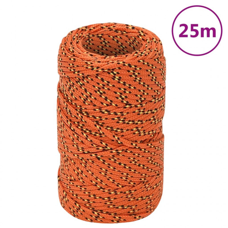Linka żeglarska, pomarańczowa, 2 mm, 25 m, polipropylen