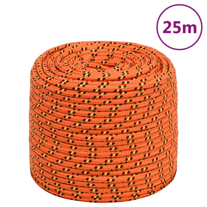 Linka żeglarska, pomarańczowa, 6 mm, 25 m, polipropylen