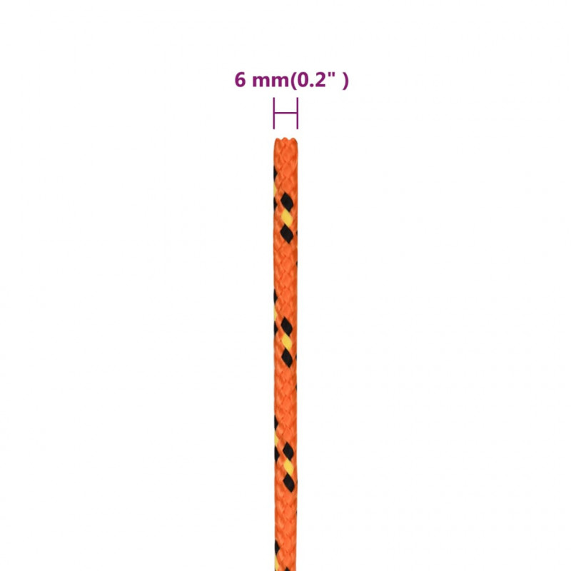Linka żeglarska, pomarańczowa, 6 mm, 100 m, polipropylen