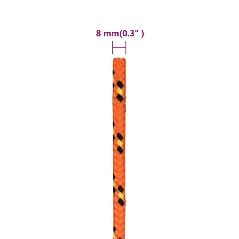 Linka żeglarska, pomarańczowa, 8 mm, 50 m, polipropylen