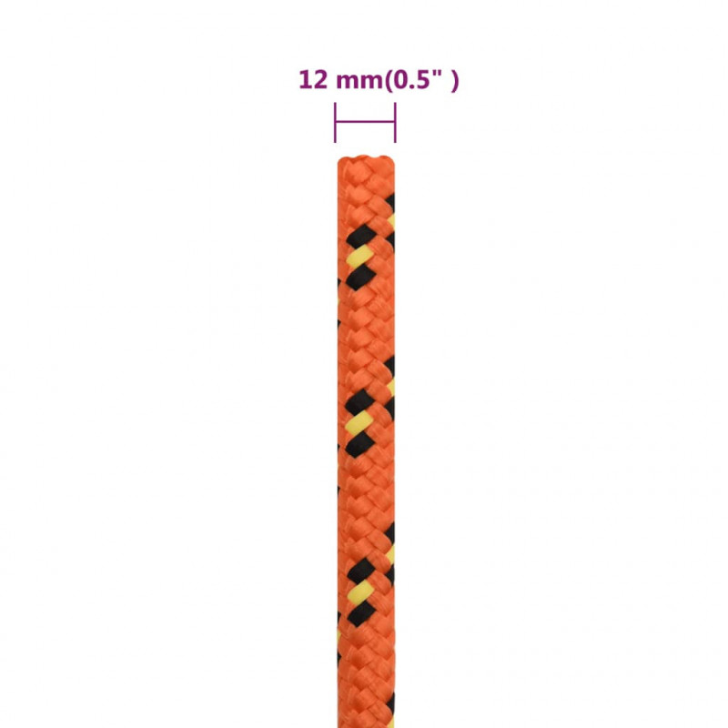 Linka żeglarska, pomarańczowa, 12 mm, 25 m, polipropylen
