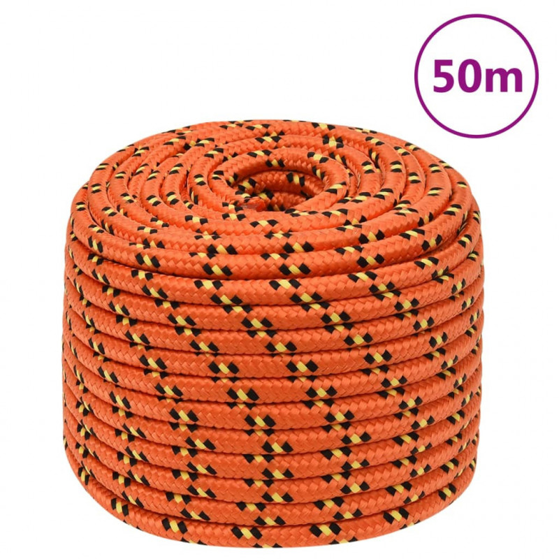 Linka żeglarska, pomarańczowa, 12 mm, 50 m, polipropylen
