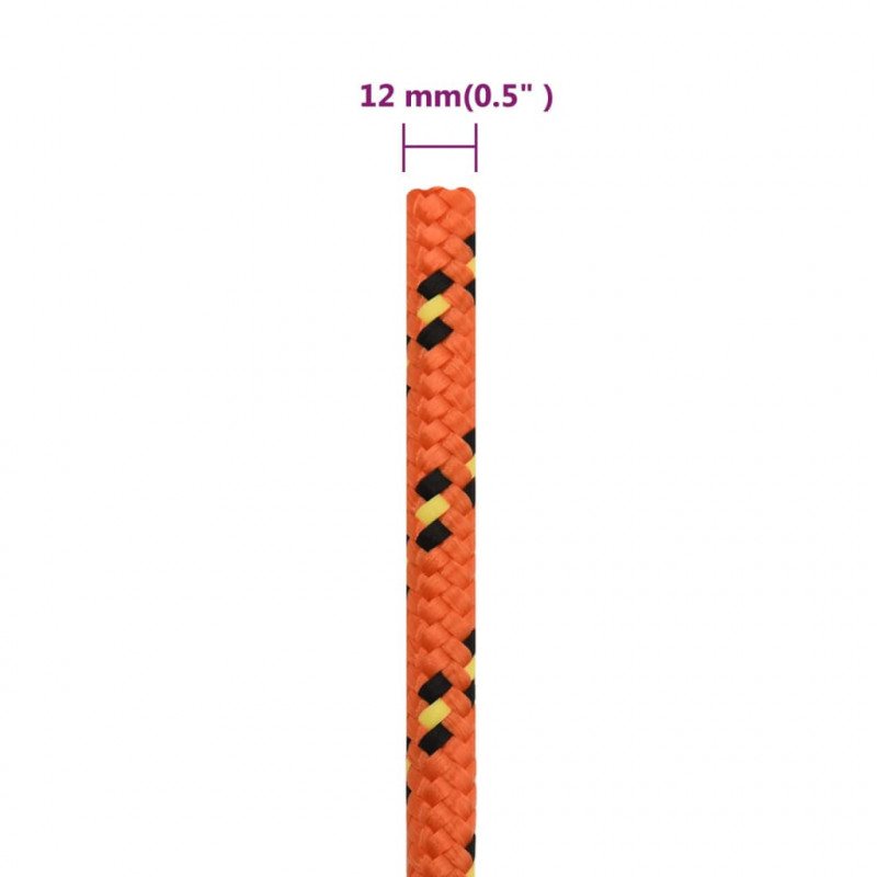 Linka żeglarska, pomarańczowa, 12 mm, 50 m, polipropylen