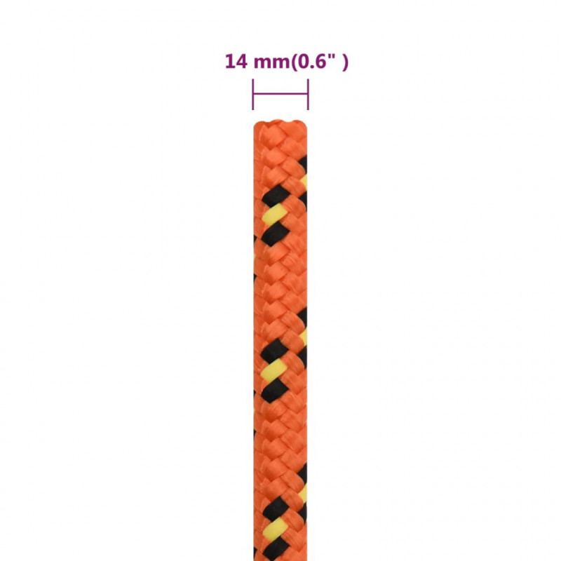 Linka żeglarska, pomarańczowa, 14 mm, 25 m, polipropylen