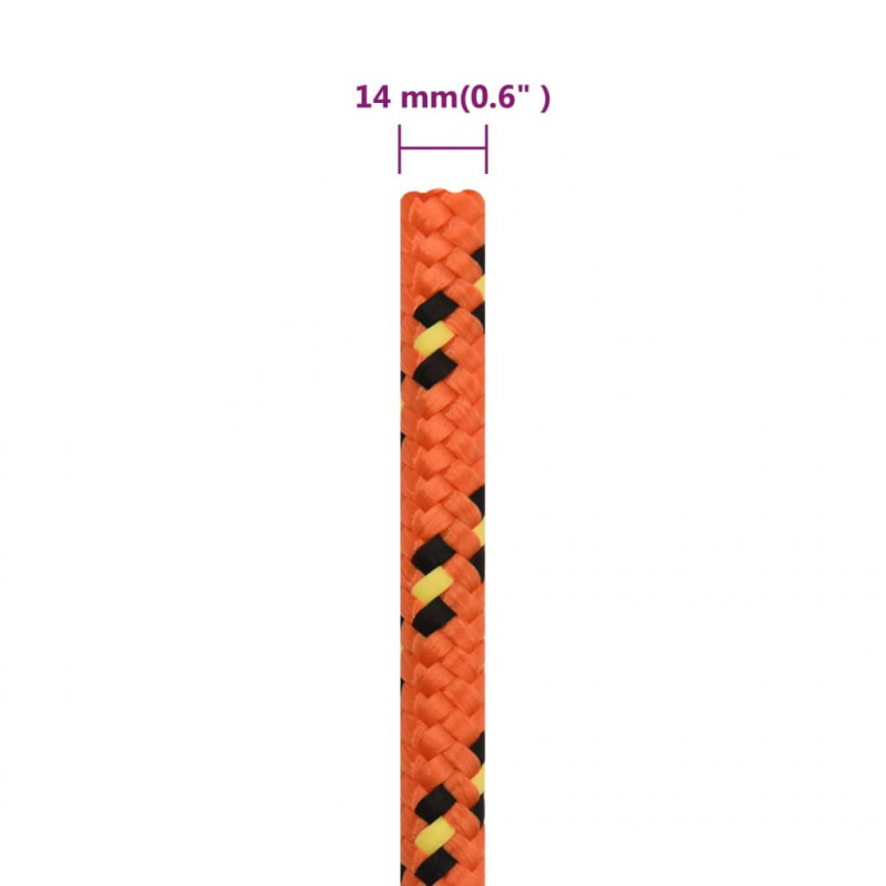 Linka żeglarska, pomarańczowa, 14 mm, 100 m, polipropylen