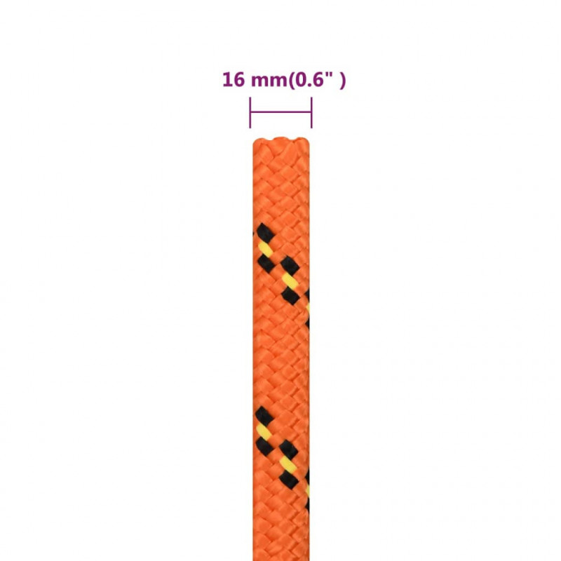 Linka żeglarska, pomarańczowa, 16 mm, 25 m, polipropylen