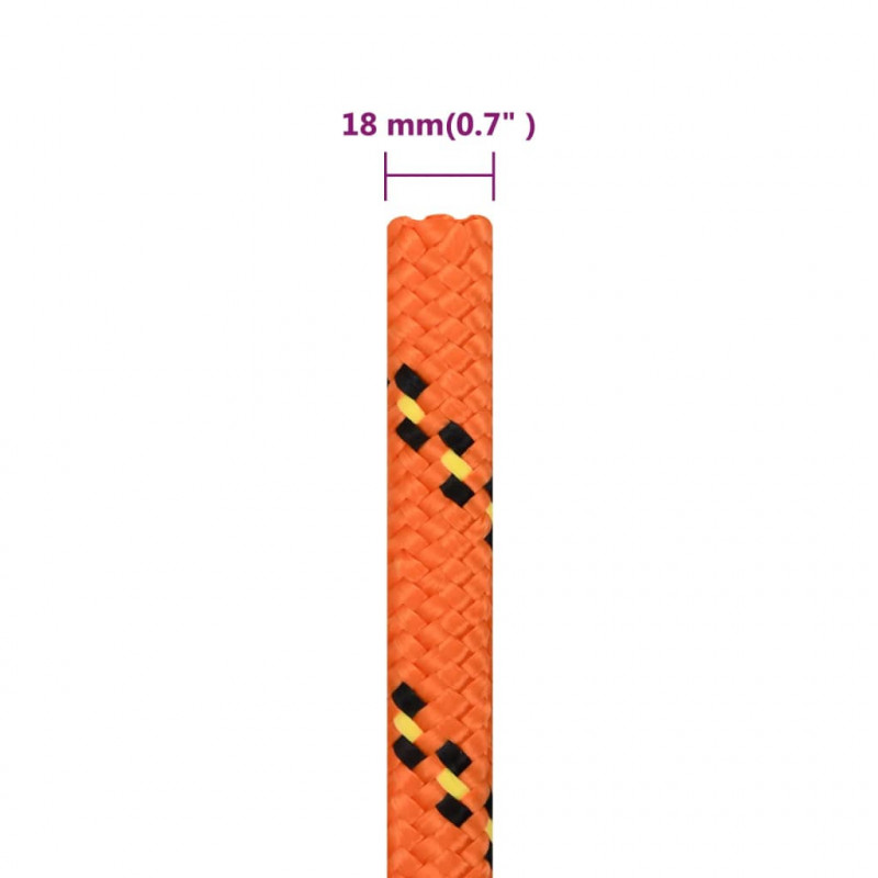 Linka żeglarska, pomarańczowa, 18 mm, 25 m, polipropylen