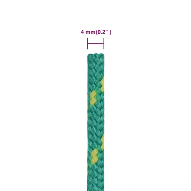 Linka żeglarska, zielona, 4 mm, 25 m, polipropylen