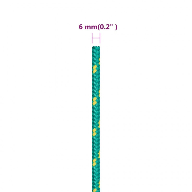 Linka żeglarska, zielona, 6 mm, 25 m, polipropylen