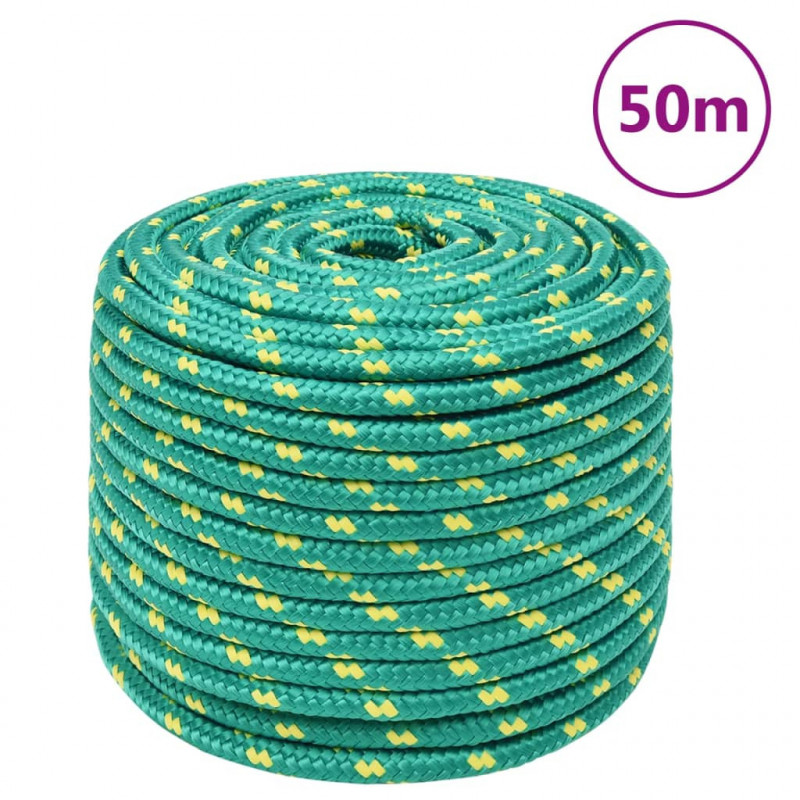 Linka żeglarska, zielona, 12 mm, 50 m, polipropylen