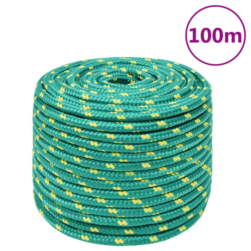 Linka żeglarska, zielona, 12 mm, 100 m, polipropylen