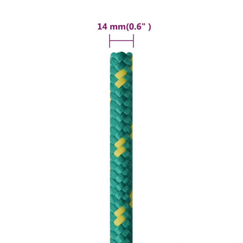 Linka żeglarska, zielona, 14 mm, 50 m, polipropylen