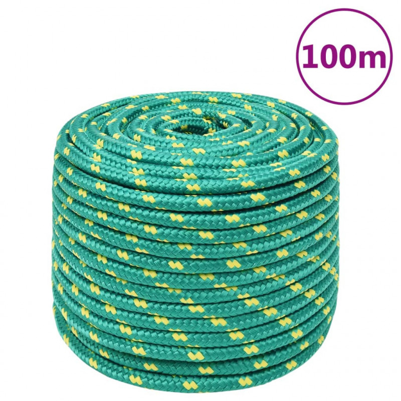 Linka żeglarska, zielona, 14 mm, 100 m, polipropylen