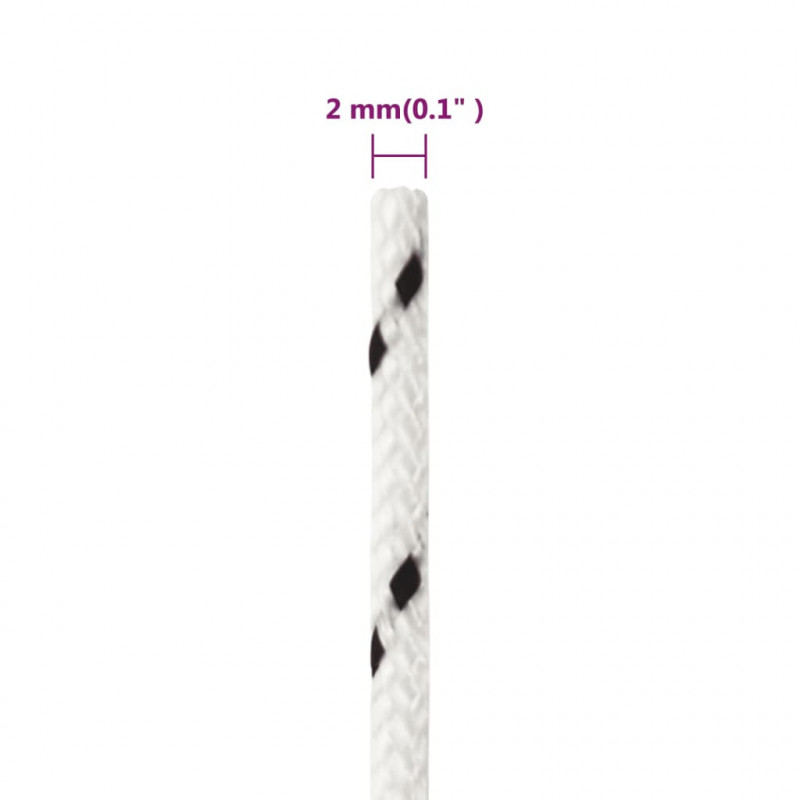 Pleciona linka żeglarska, biała, 2 mm x 50 m, poliester