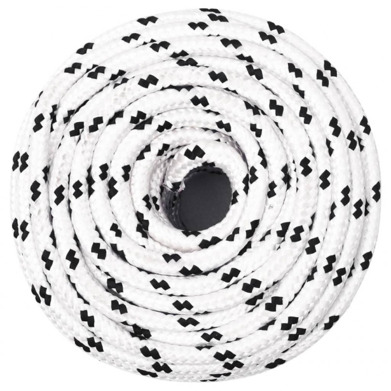 Pleciona linka żeglarska, biała, 6 mm x 25 m, poliester