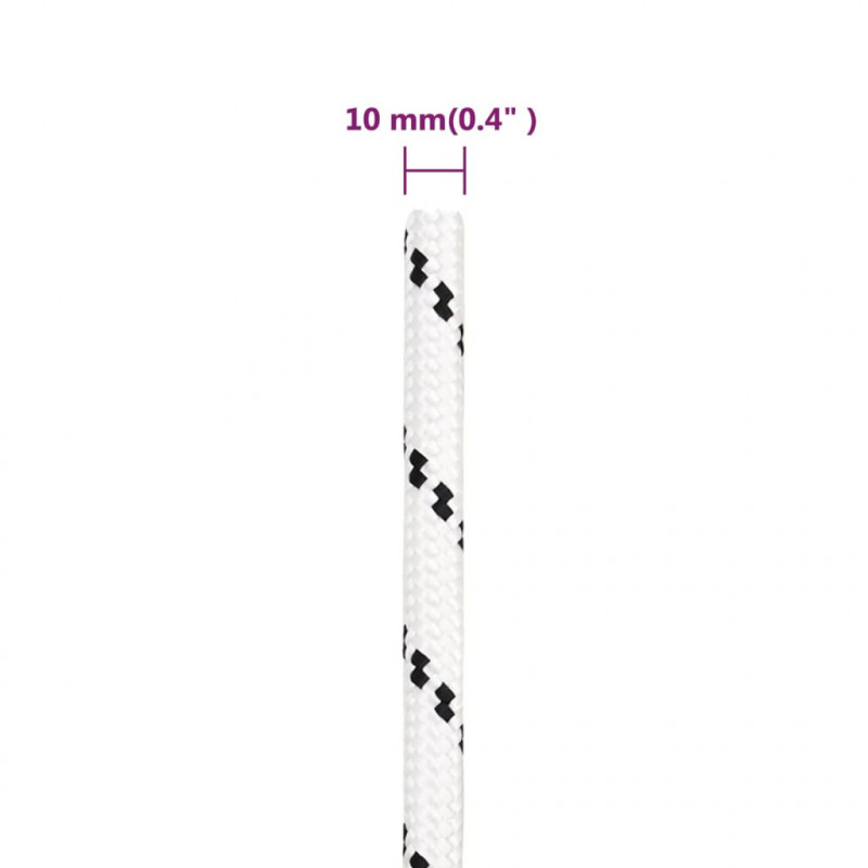 Pleciona linka żeglarska, biała, 10mm x 25 m, poliester