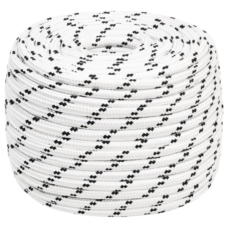Pleciona linka żeglarska, biała, 14mm x 25 m, poliester