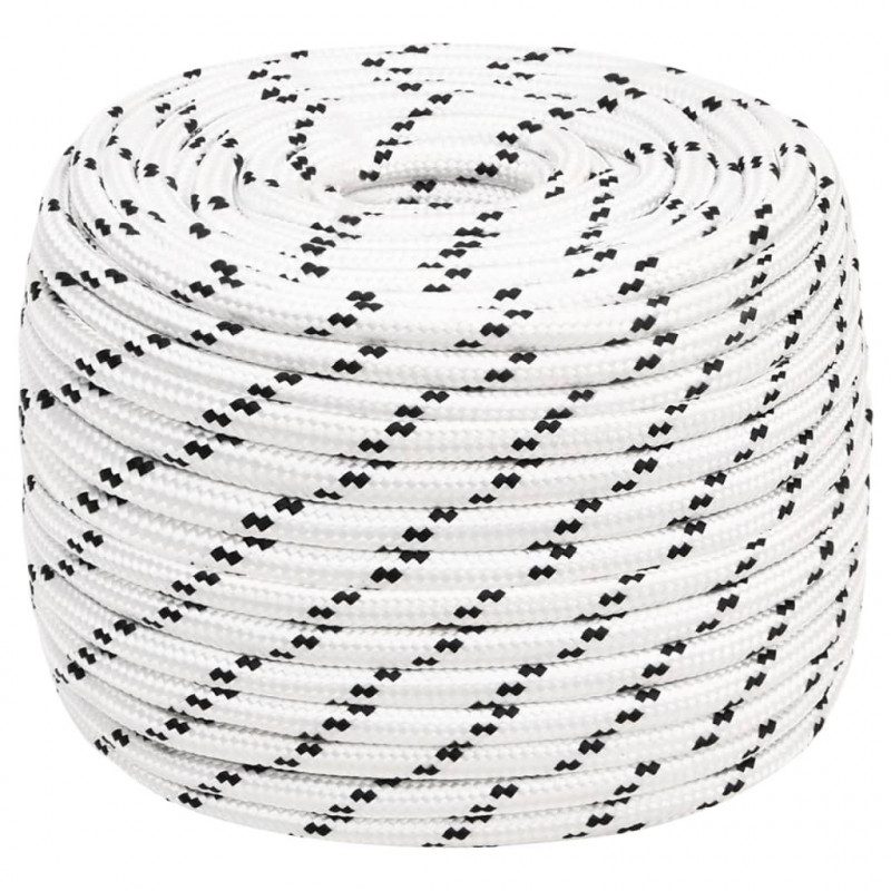 Pleciona linka żeglarska, biała, 14 mm x 250 m, poliester