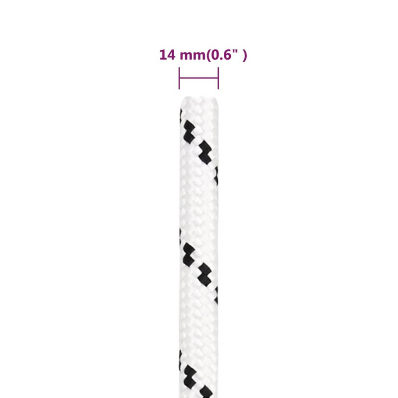Pleciona linka żeglarska, biała, 14 mm x 250 m, poliester