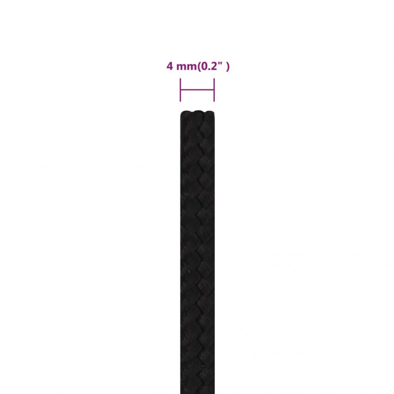 Linka robocza, czarna, 4 mm, 25 m, poliester