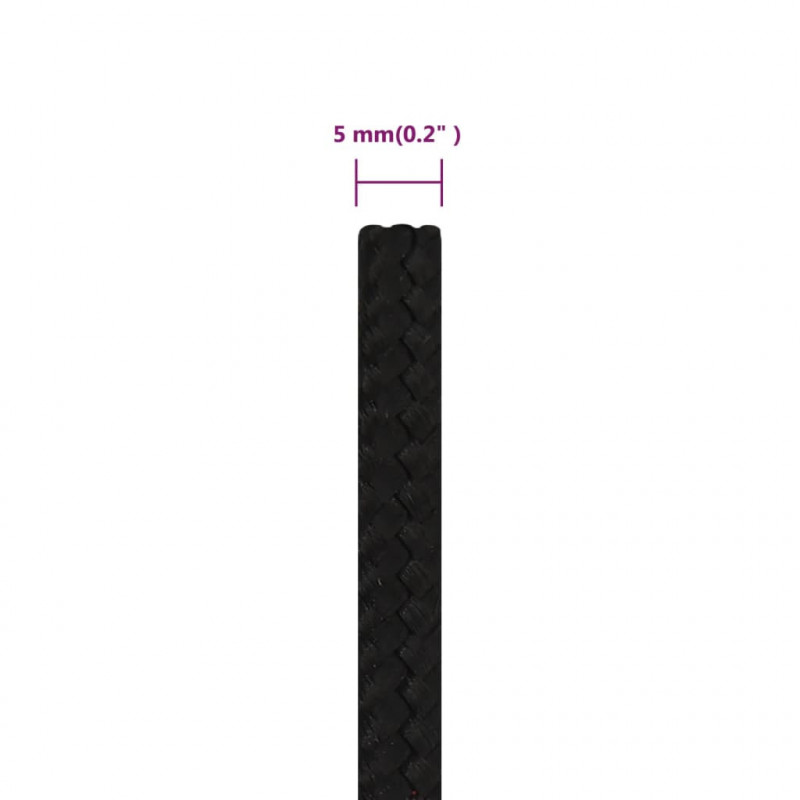 Linka robocza, czarna, 5 mm, 25 m, poliester