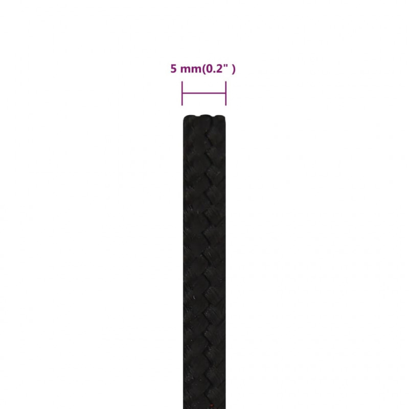 Linka robocza, czarna, 5 mm, 250 m, poliester