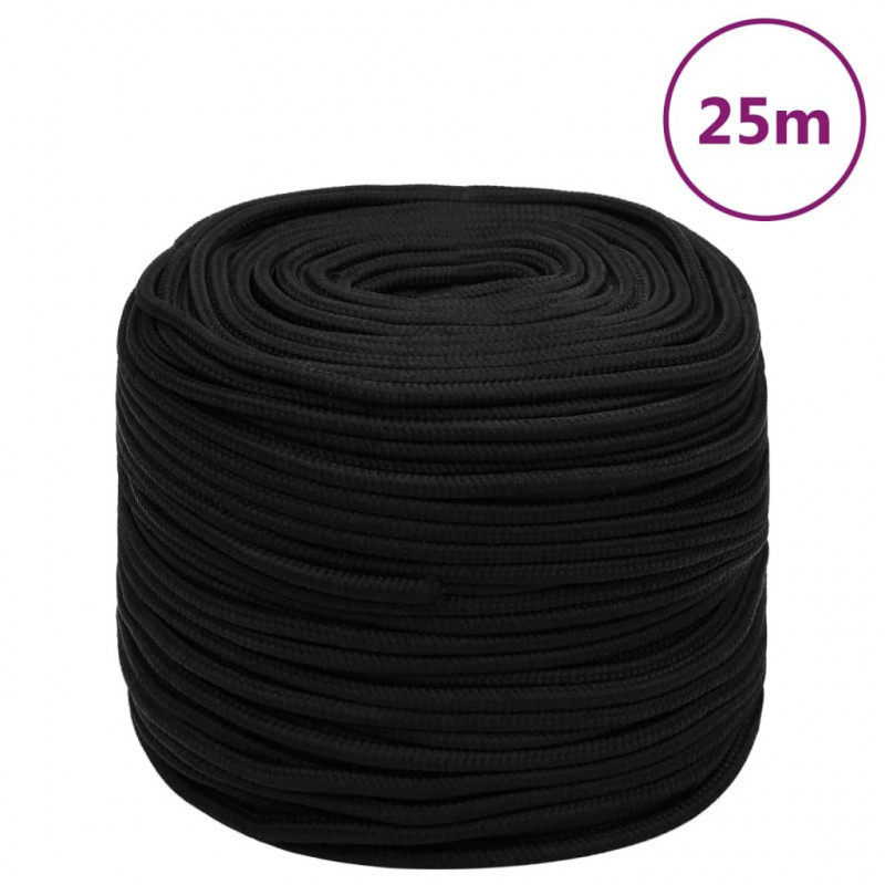 Linka robocza, czarna, 8 mm, 25 m, poliester