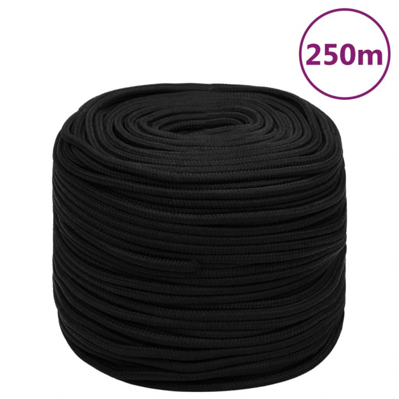 Linka robocza, czarna, 8 mm, 250 m, poliester