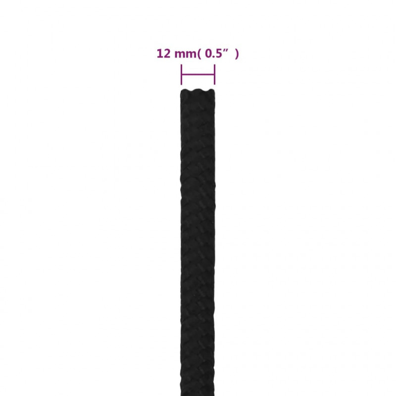 Linka robocza, czarna, 12 mm, 25 m, poliester