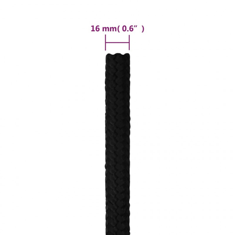 Linka robocza, czarna, 16 mm, 25 m, poliester